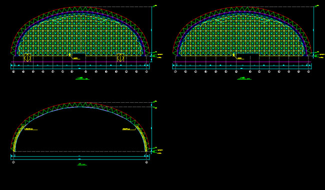 辉县跨度110米，拱高35_7米煤棚网架